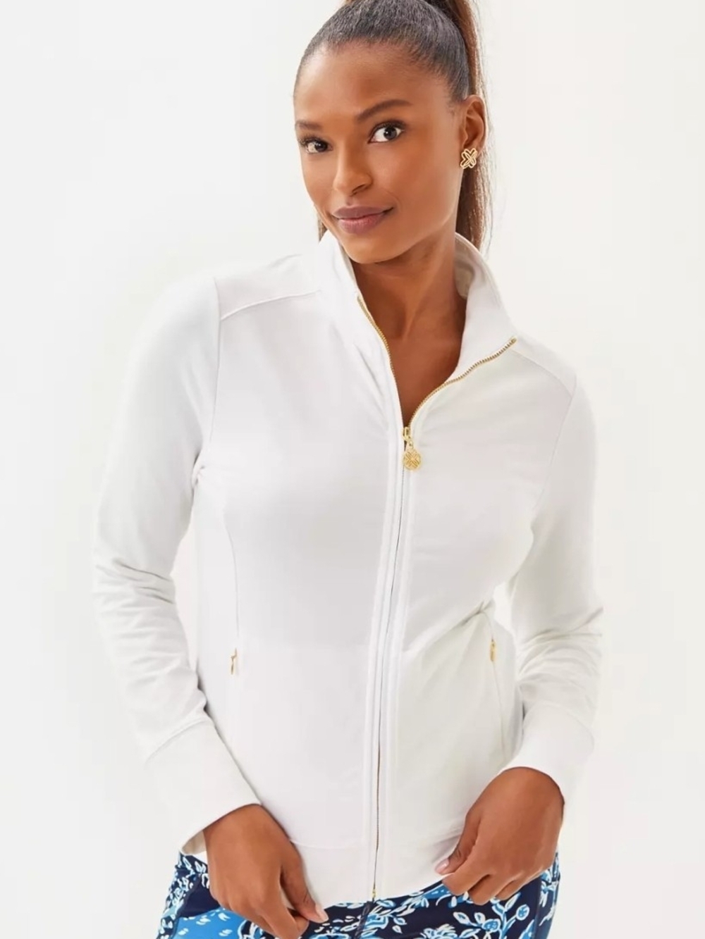 Lilly Pulitzer UPF 50+ Delphine Zip-Up Jacket in resort white